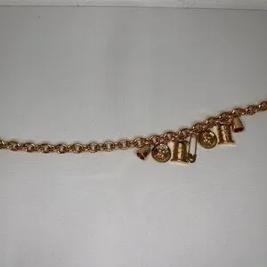 AW23 Moschino Couture Jeremy Scott Gold Dress Belt Multiple Logo Branded Button AW23 Moschino Couture Jeremy Scott Gold Sewing W/ Pins And  main image 3